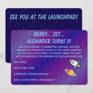 Invitation Anniversaire Thématique Galaxie Hors de Ce Monde