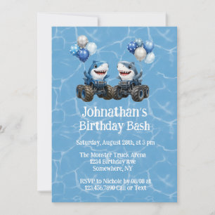 Invitation Anniversaire Thème Camion Monstre Requin