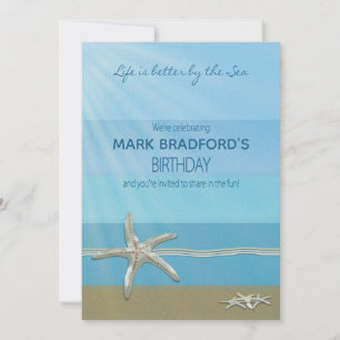Invitation Anniversaire, Thème Océanique, Starfish