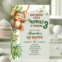 Anniversaire Thème Savannah Singe Mignon Vert