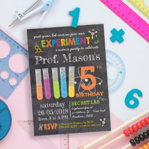Invitation Anniversaire Thème Science Folle Tableau Noir