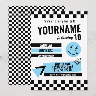 Invitation Anniversaire Totalement Rétro (Turq)