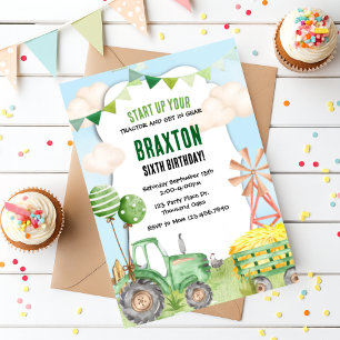 Invitation Anniversaire Tracteur, Tracteur Vert, Ferme,