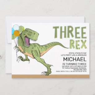 Invitation Anniversaire Trois Ans Tyrannosaure Trois Rex Dino