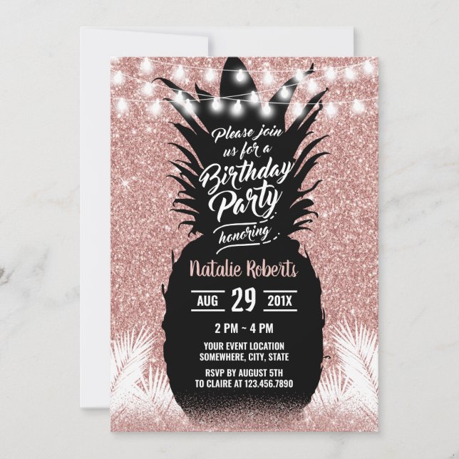 Invitation Anniversaire Tropical Anniversaire d'or Rose moder (Devant)