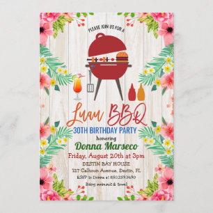 Invitation anniversaire tropicale BBQ Luau Aloha