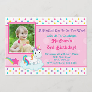 Invitation Anniversaire Unicorn 5x7 Carte photo