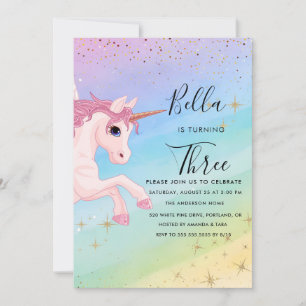 Invitation Anniversaire Unicorne Pastel Rainbow Pa