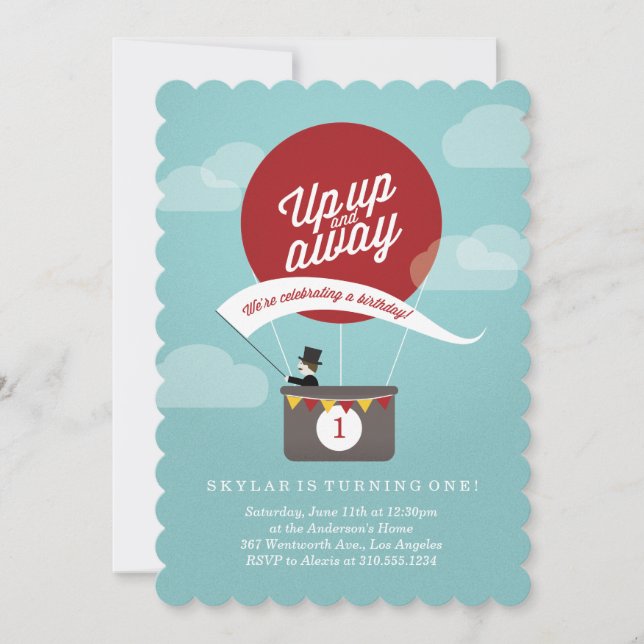 Invitation Anniversaire vers le haut et hors (Devant)