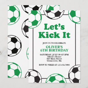 Invitation Anniversaire Vert et Noir de Football