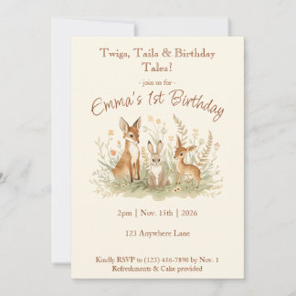 Invitation Anniversaire vintage forestier