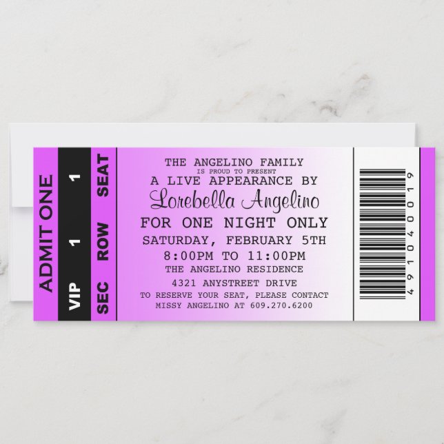 Invitation Anniversaire VIP (violet) (Devant)