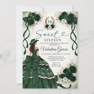 Invitation Anniversaire Western Emerald Green Princess Sweet