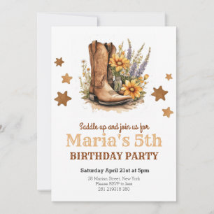 Invitation Anniversaire Western Rodéo Cowgirl