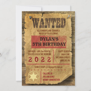 Invitation ANNIVERSAIRE WESTERN WILD WEST RECHERCHÉ Invitatio