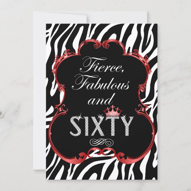 Invitation Anniversaire Zebra 60 et Fabulous Bling (Devant)