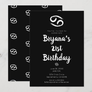 Invitation ANNIVERSAIRE Zodiaque ASTROLOGIE Cancer Juin Juill