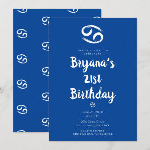 Invitation ANNIVERSAIRE Zodiaque Astrologie CANCER Juin Juill
