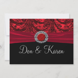 Invitation Annonce baroque drapée rouge et noir