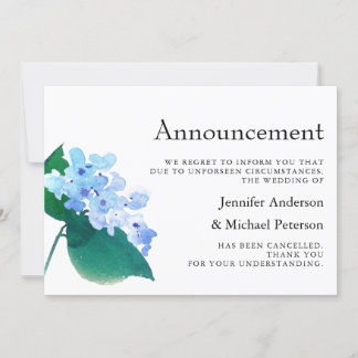 Invitation Annonce d'annulation de mariage Bleu & Pêche