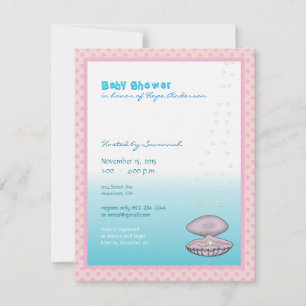 Invitation Annonce de Baby Shower Fille Sous la Mer Perle