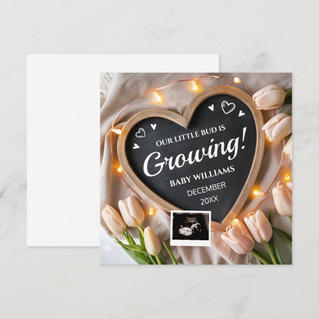 Invitation Annonce de bébé Flower Tulips pour les médias soci (Devant / Derrière)