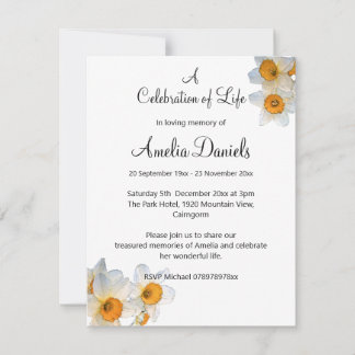 Invitation Annonce de célébration de vie de jonquille de prin