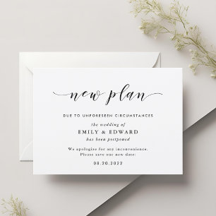 Invitation Annonce de changement de plan de mariage élégant m