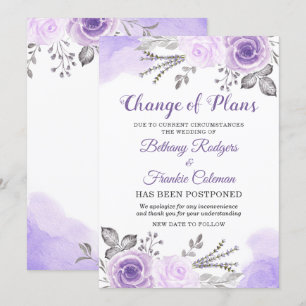 Invitation Annonce de changement de plans Chic Fleur violet