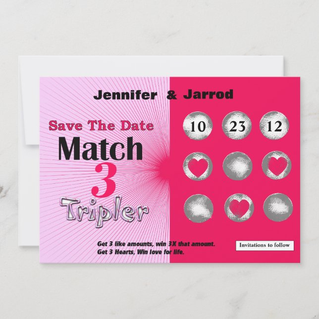 Invitation Annonce de date de sauvegarde Fun Lotto à gratter (Devant)
