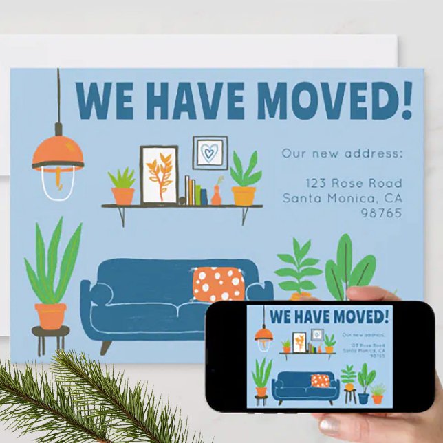 Invitation Annonce de déménagement Adresse Cute Living Room C (This cute address change card is available as a digital download to quickly email to your contacts. )