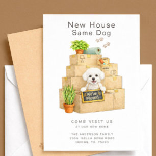 Invitation Annonce de déménagement de Bichon Frise à nouvelle