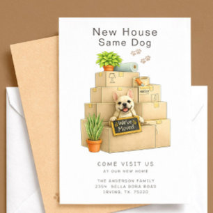 Invitation Annonce de déménagement de maison avec Bouledogue 