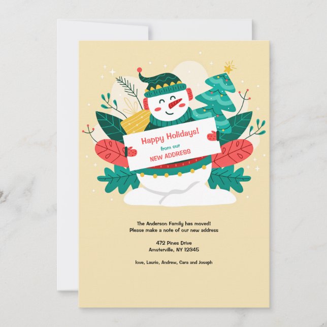 Invitation Annonce de déménagement du bonhomme de neige de va (Devant)