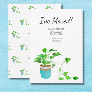 Invitation Annonce de déménagement moderne avec pothos aquare