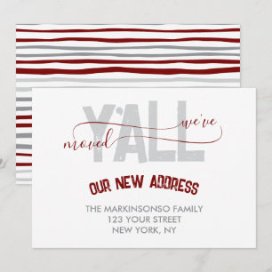 Invitation Annonce de déménagement Stripes Burgundy
