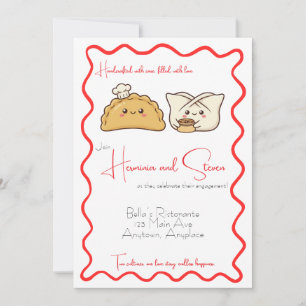Invitation Annonce de fiançailles de empanada et wonton chino