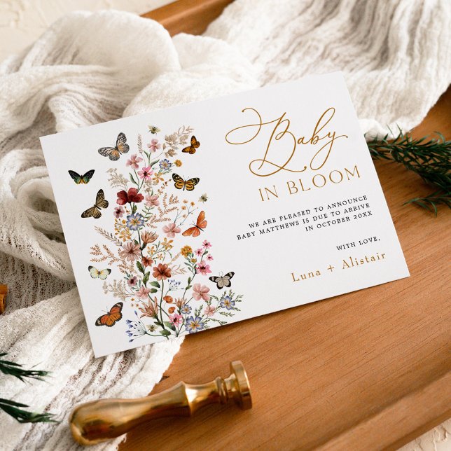 Invitation Annonce de grossesse Baby in Bloom Wildflower (Créateur téléchargé)