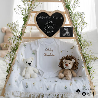 Invitation Annonce de grossesse blanche minimale personnalisa