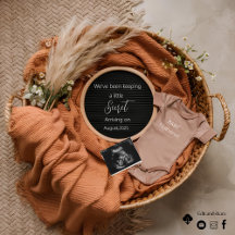 Annonce de grossesse Boho neutre panier pampas