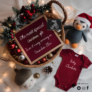 Invitation Annonce de grossesse dans un panier de Noël festif