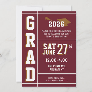 Invitation Annonce de l'école des diplômés LETTERMAN couleur 