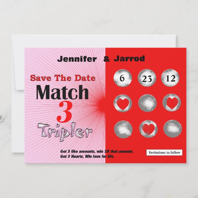 Invitation Annonce de Love Lotto à gratter pour la date de ma (Devant)