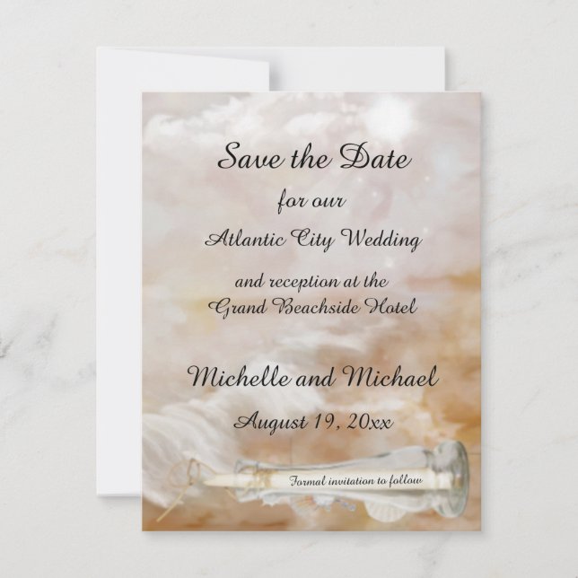 Invitation Annonce de mariage à sauver dans une bouteille de  (Devant)