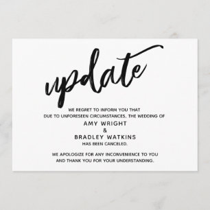Invitation Annonce de mariage annulée écrite à la main, mise 