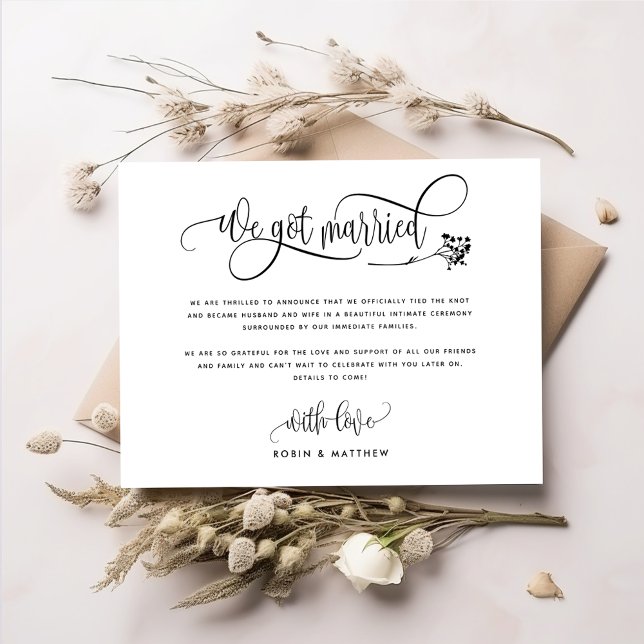 Invitation Annonce de mariage chic Nous nous sommes mariés /  (Créateur téléchargé)