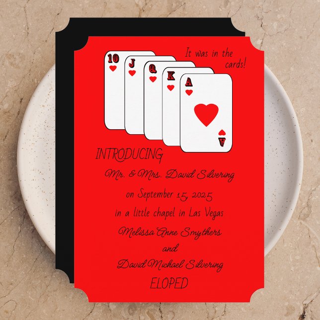 Invitation Annonce de Mariage en Cavale Quinte Flush Royale (Créateur téléchargé)