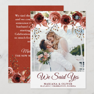 Invitation Annonce de mariage Mix Floral Aquarelle Automne