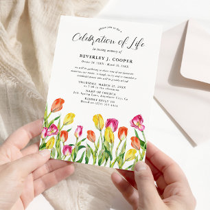 Invitation Annonce de mémorial remplie de tulipes magnifiques