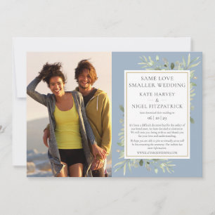 Invitation Annonce de micro-mariage réduit Dusty Blue